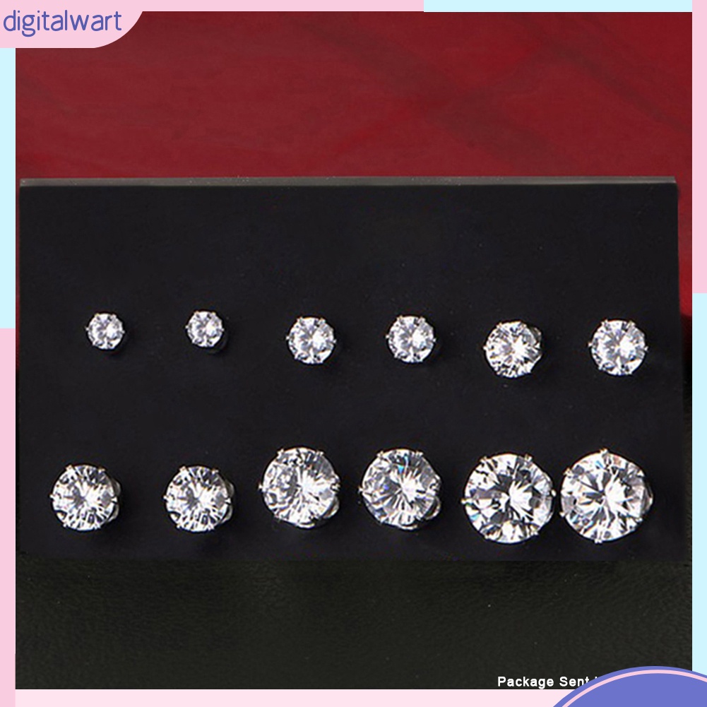 Set 6 Đôi Bông Tai Đính Đá Thời Trang Cho Nữ