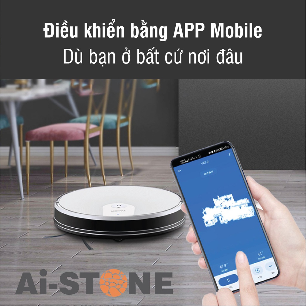 [Mã ELHA10 giảm 6% đơn 5TR] Robot hút bụi lau nhà Ai-STONE V6S Pro hiện đại cao cấp - Bảo hành 12 tháng