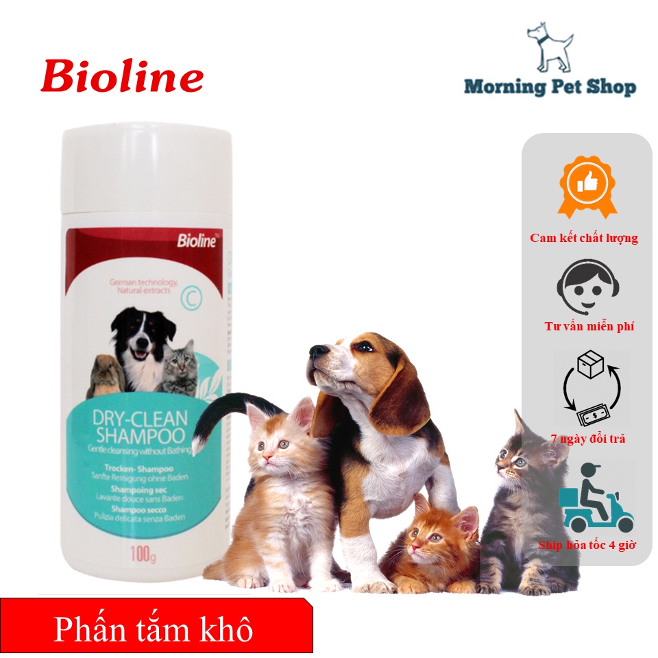 Phấn tắm khô chó mèo Bioline