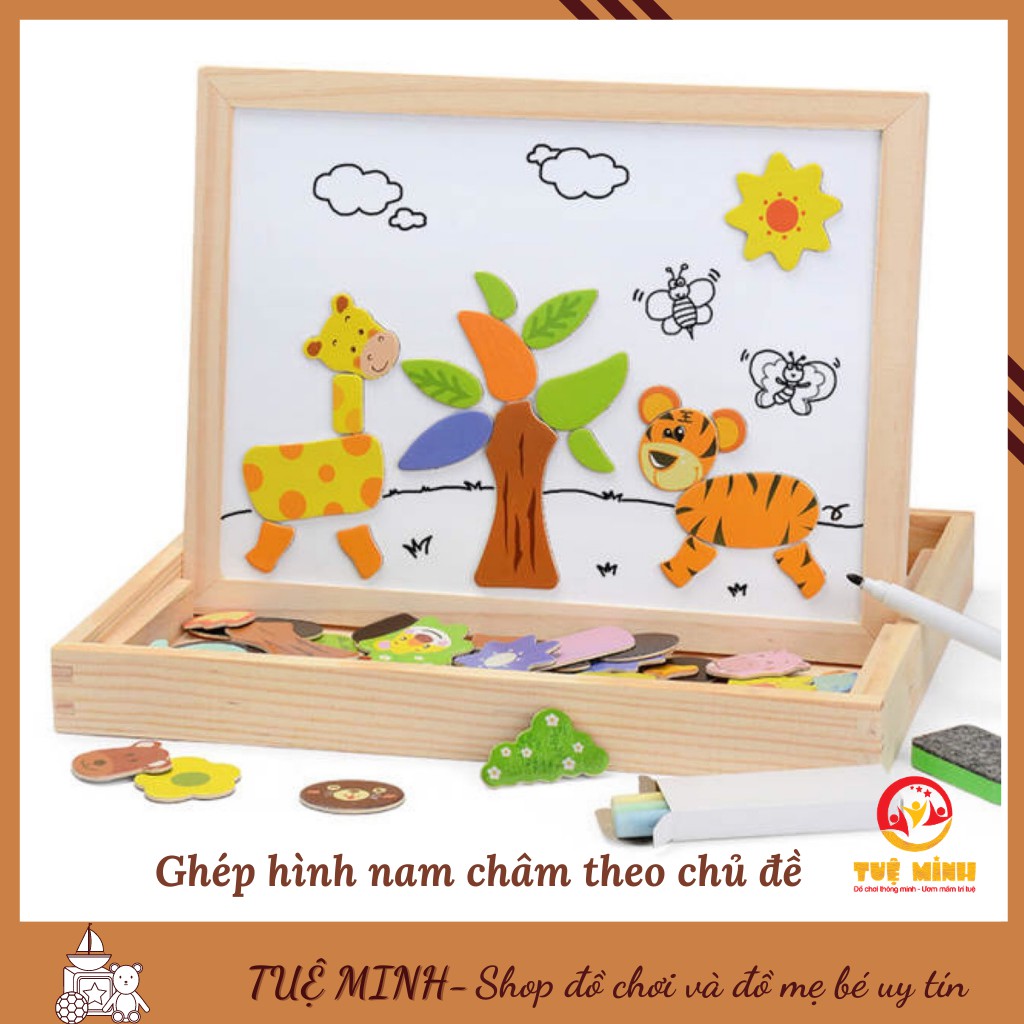 [Mã LIFETOYS1 giảm 30K đơn 99K] Ghép Hình Nam Châm💖Bộ Ghép Hình Nam Châm Bằng Gỗ 2 Mặt Cho Bé Phát Triển Trí Sáng Tạo