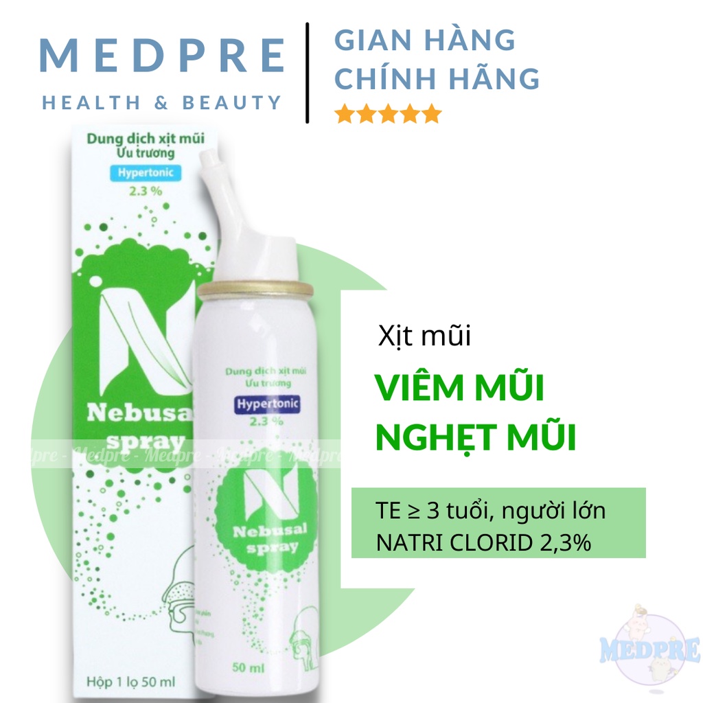 XỊt mũi Nebusal spray 2.3% (50ml), giảm nghẹt mũi, sổ mũi ở trẻ em ≥ 3 tuổi và người lớn - Date xa - CHÍNH HÃNG