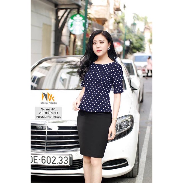 Bán sỉ New Sơ mi peplum chấm bi ❤️FREE SHIP❤️ PC02