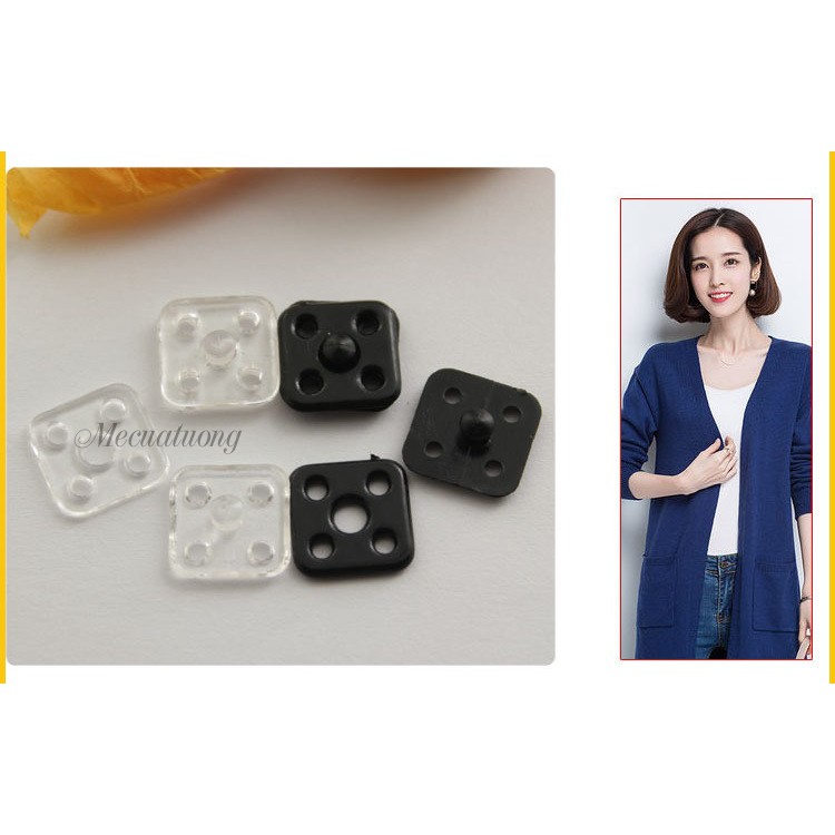 Sét 10 khuy nút cúc bấm giấu phía trong hình vuông size 10mm MCTCN34