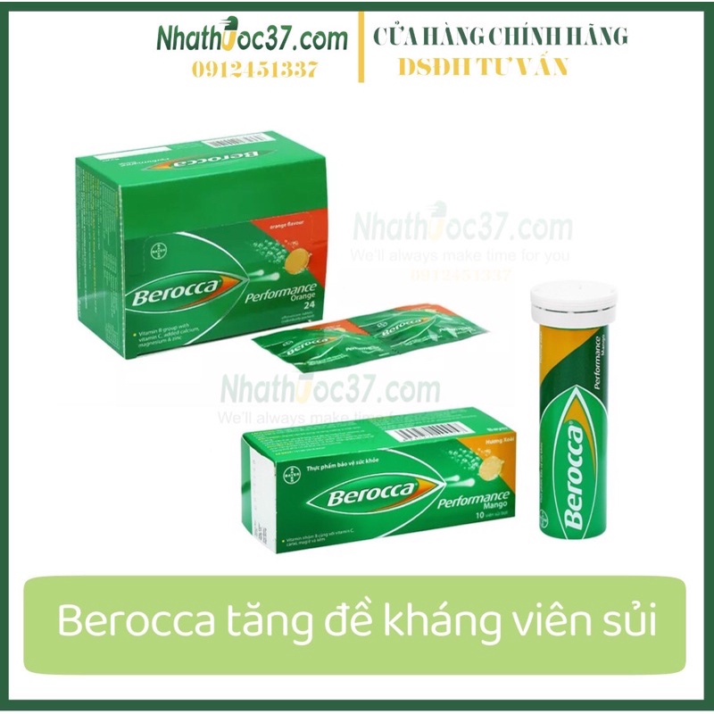 Viên sủi Beroca bổ sung vitamin, tăng đêg kháng, giảm căng thẳng mệt mỏi, Berocca Tuyp 10 viên hàng chính hãng