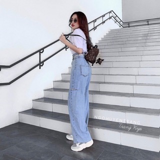 Quần culottes jean dài kèm đai mới cực đẹp ( kèm video )