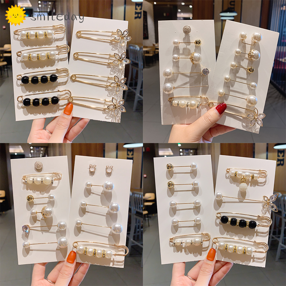 Ghim cài Smileday đính ngọc trai giả nhiều kiểu dáng thời trang