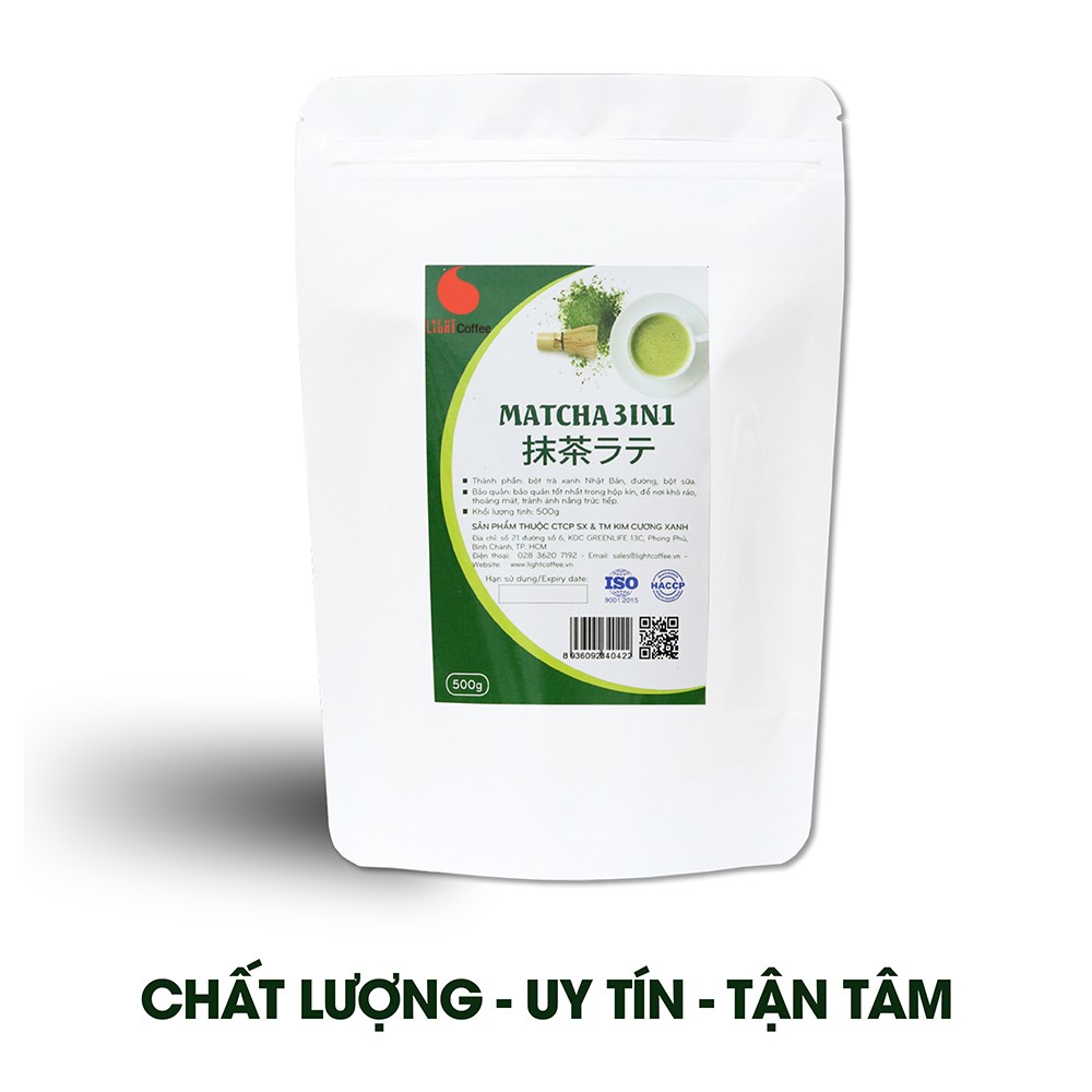 [Mã FMCGM25 - 10% đơn 150K] Trà matcha Nhật 3in1 (trà xanh sữa) từ nhà sản xuất Light Coffee - 1KG (2 gói)