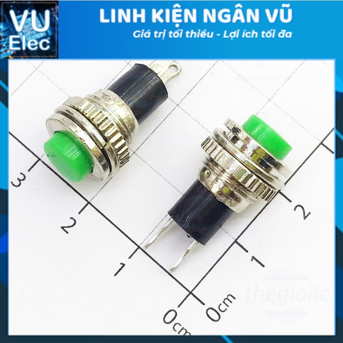 Nút Nhấn Đề 10MM DS-316 Ren Dưới Núm Đỏ, Xanh