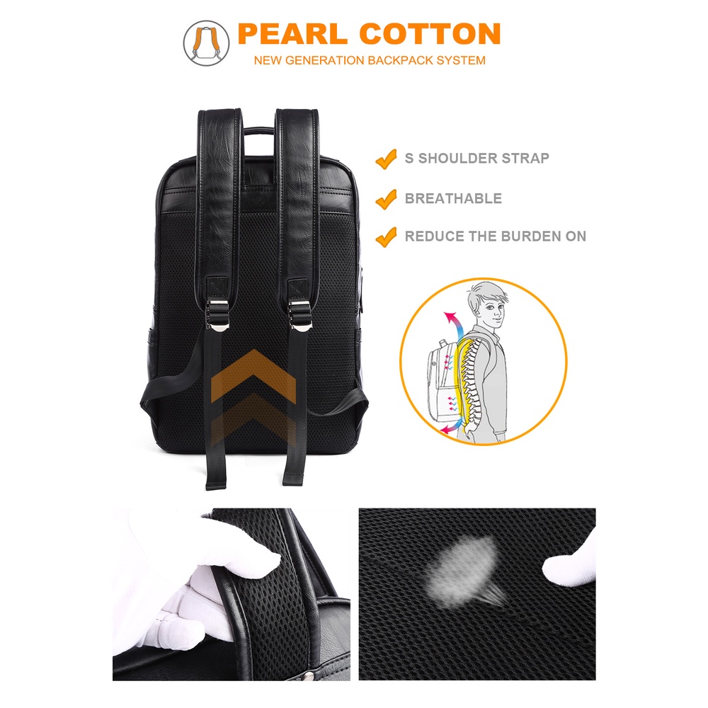 Balo Da PU Đựng Laptop 14 / 15.6 Inch Đa Năng Chống Thấm Nước