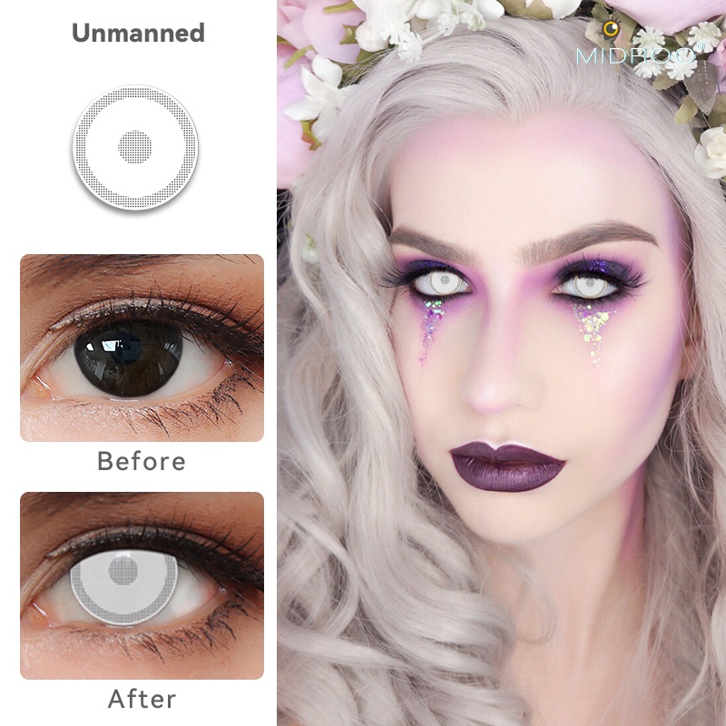 Kính áp tròng Midroo 14.5mm màu trắng mềm mại thoải mái dùng hóa trang halloween