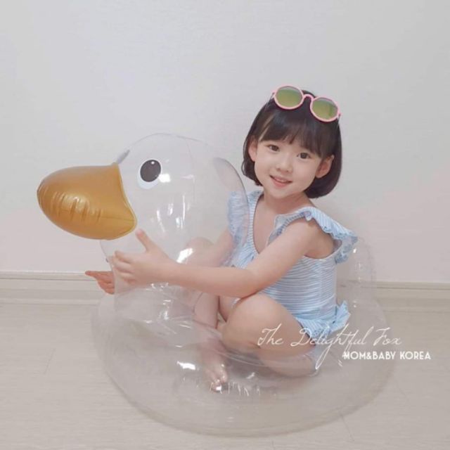 Phao Bơi Bơm Hơi Hình Chú Vịt Trong Suốt Dành Cho Bé Vui Chơi