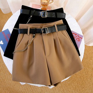 Quần short nữ lưng cao phối dập ly, quần short xẻ V giá rẻ 31 September M8 (không kèm dây lưng)