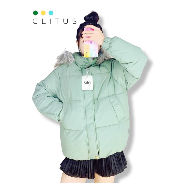 [ 100% HÌNH THẬT SP ] Áo Khoác Phao Nữ Nón Rộng Phối Lông Siêu Ấm - CLITUS FASHION