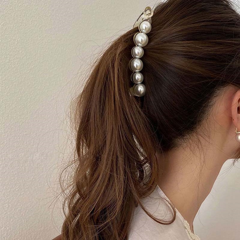 Kẹp Tóc Đuôi Ngựa Đính Ngọc Trai Đơn Giản