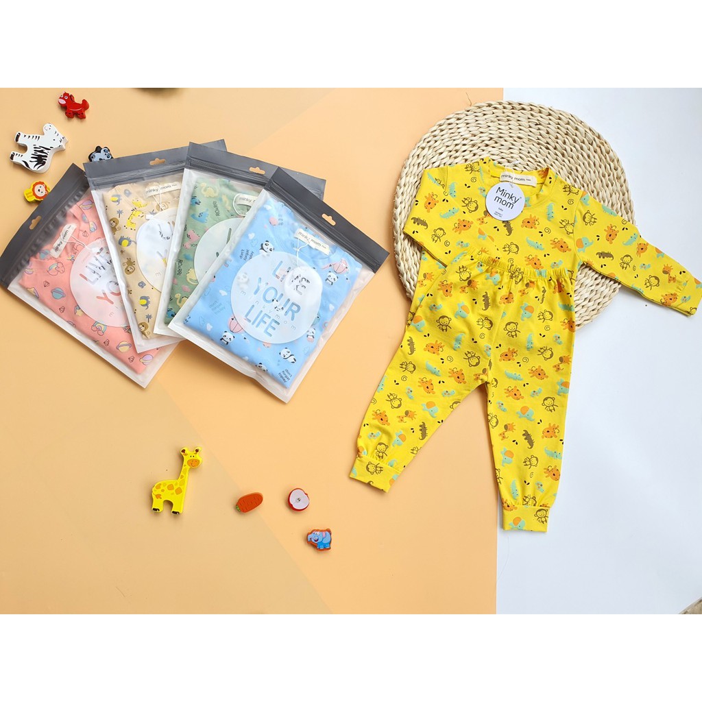 Bộ Cotton  Minky mom in hình ngộ nghĩnh cho bé trai và bé gái 0-4 tuổi