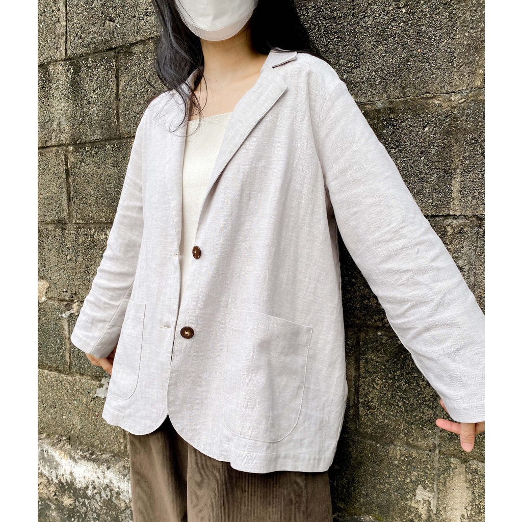 Blazer linen beige xám