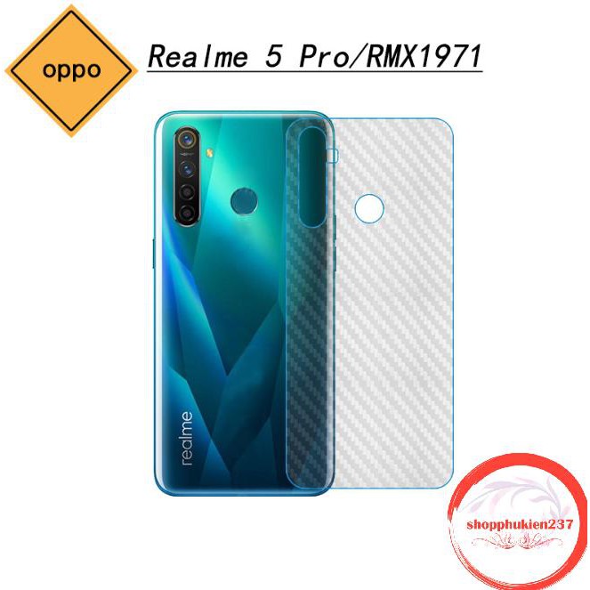 Miếng dán lưng Oppo Realme 5 , Realme 5 Pro Dán dẻo vân Carbon mặt lưng chống trầy
