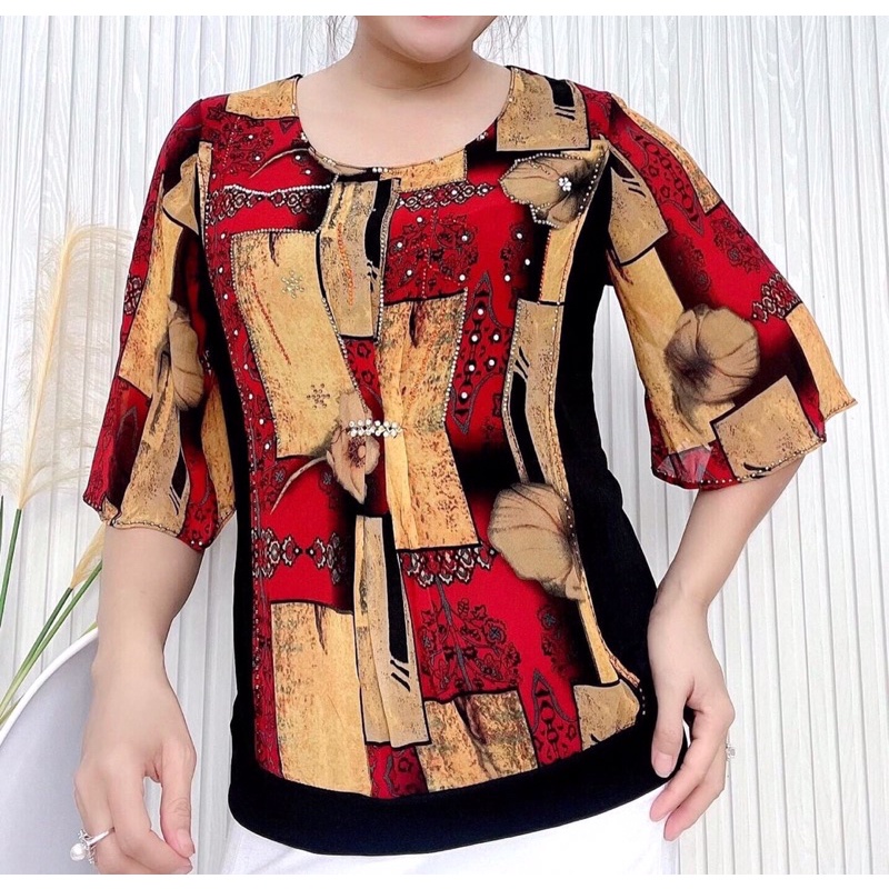 Áo Nữ Trung Niên Thùng Phối Voan Hoa Cao Cấp 2 Size 47-67kg