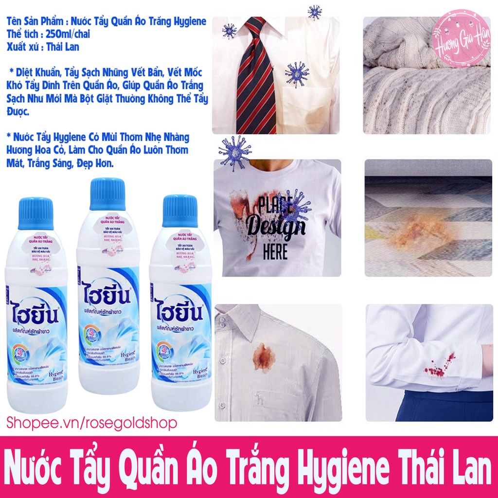 Nước Tẩy Quần Áo Trắng Hygiene Thái Lan -Tẩy Sạch Những Vết Bẩn Khó Tẩy, Nấm Mốc Và Diệt Khuẩn