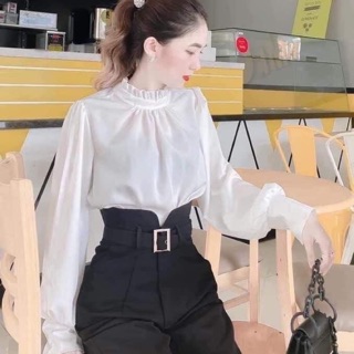 Quần bagy vải cạp cao được kiểm tra hàng