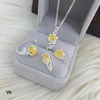 Haugiang Bộ trang sức bạc ⚜️FREESHIP⚜️ Bộ Hồ Ly bạc ta xinh xắn nhỏ nhắn đủ màu [bộ dây chuyền]