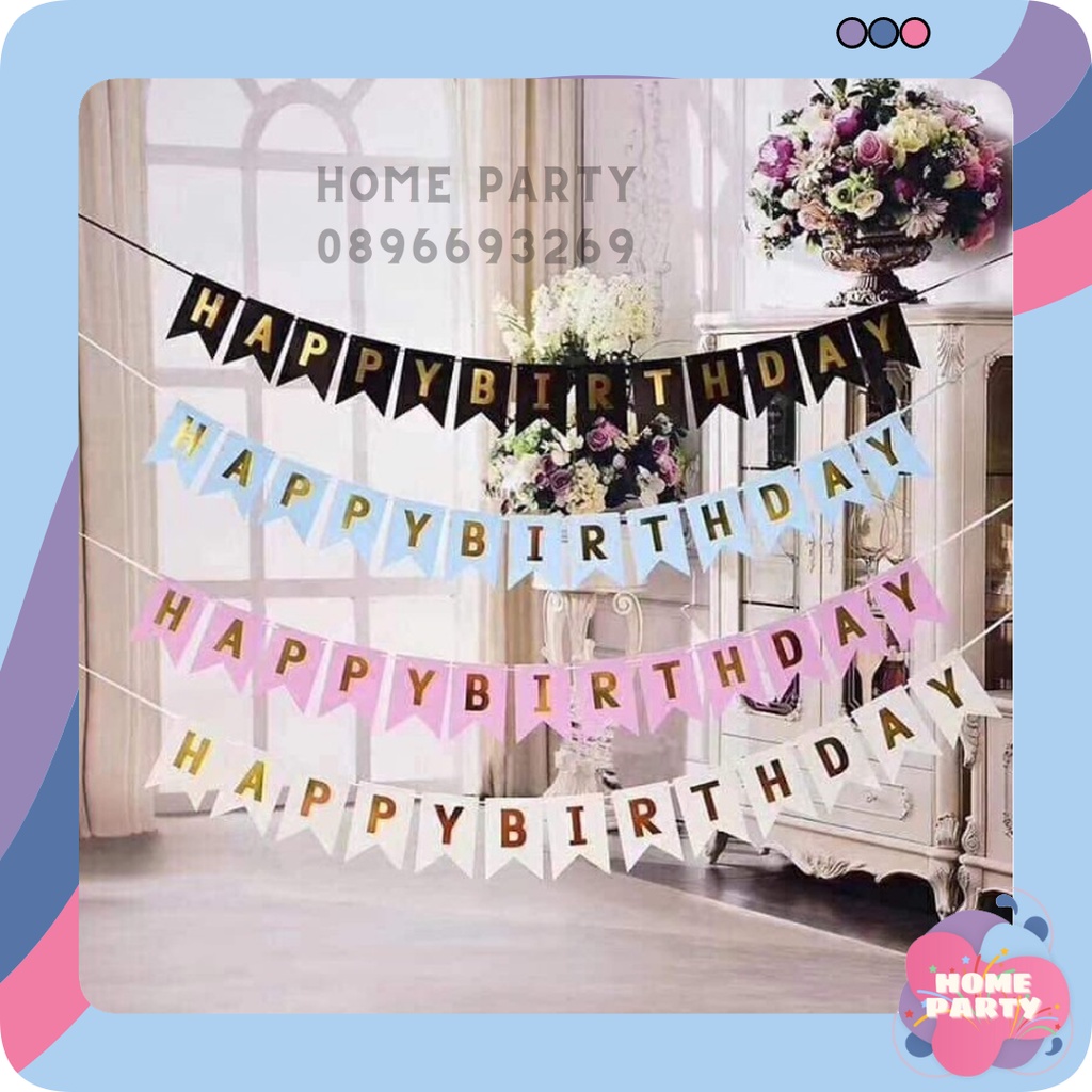 Dây Chữ Happy Birthday Giấy Ép Kim Đuôi Cá Trang Trí Sinh Nhật - Sự Kiện - Party