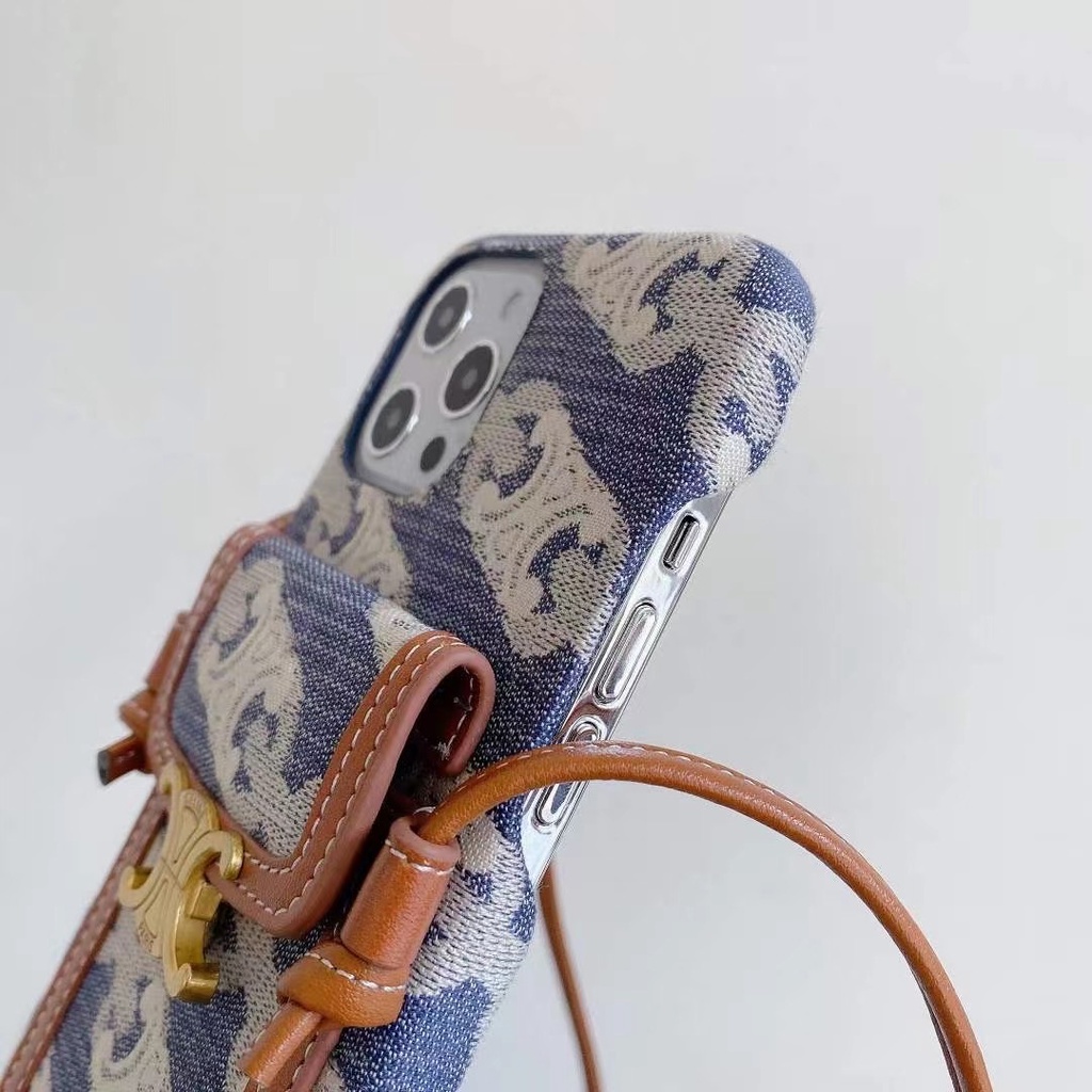Dây chéo iPhone15pro Max  Vỏ da Apple 12mini iPhone 14 13 12 7Plus 8Plus iPhone11 11ProMax card iPhoneX Xs Max XR Vỏ điện thoại