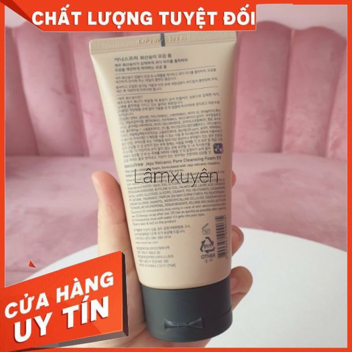 Sữa Rửa Mặt Tro Núi Lửa–Innisfree Jeju Volcanic Pore Cleansing Foam 150mllàm sạch bụi bẩn,bã nhờn,giúp da sáng
