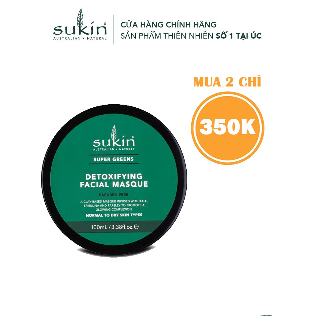 Mặt Nạ Đất Sét Thải Độc Và Làm Sáng Da Sukin Super Greens Detoxifying Facial Masque 100ml