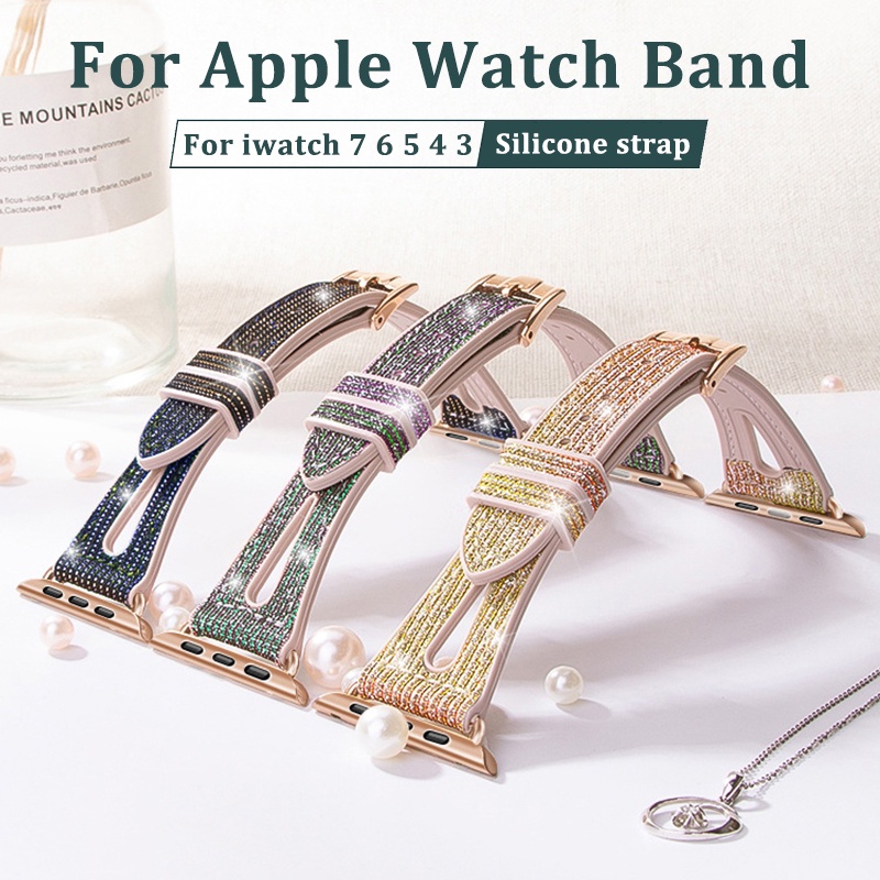 Dây Đeo Thay Thế Bằng Silicone Thay Thế Cho Đồng Hồ Thông Minh Apple Watch 7 45Mm 41Mm 44Mm 40Mm 42Mm iwatch 7 6 5 4 3 SE