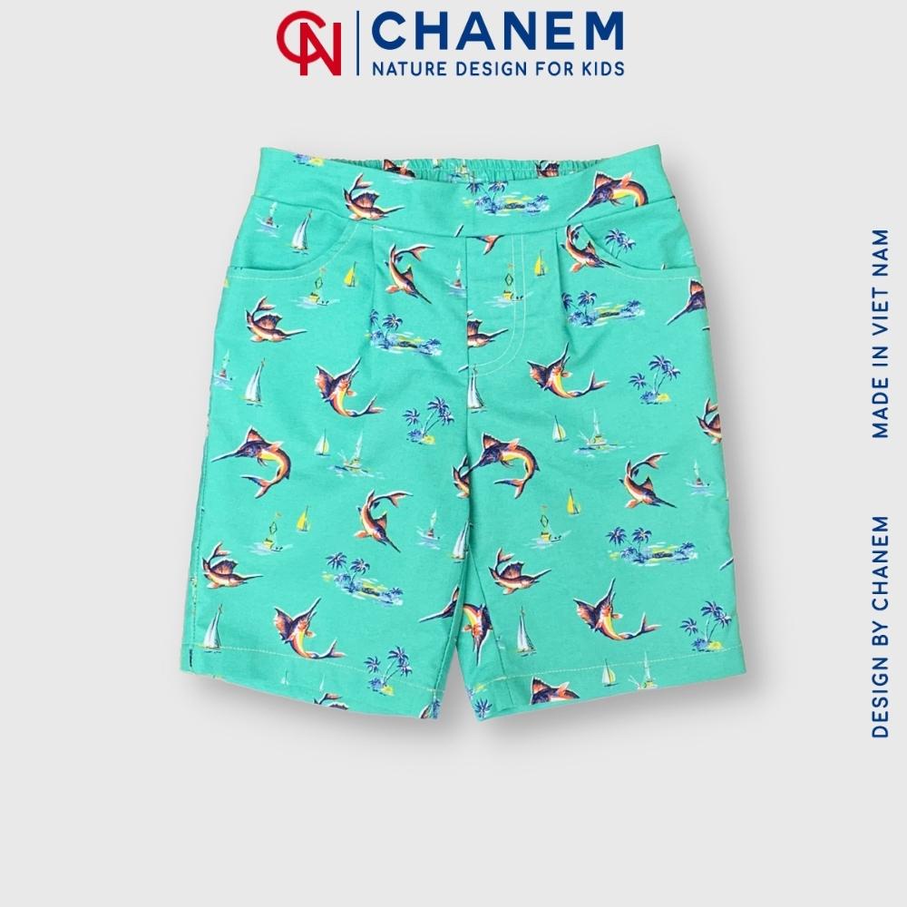 Quần đùi đến đầu gối họa tiết cá chất thô cotton mềm, Quần short cho bé trai, bé gái POLI PANTS CHANEM