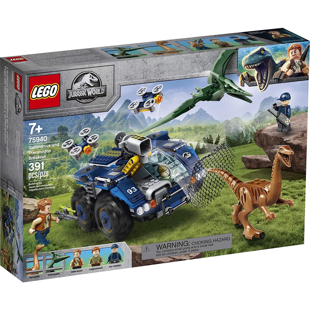 Đồ chơi LEGO khủng long  Jurassic World Gallimimus and Pteranodon Breakout 75940-391 chi tiết