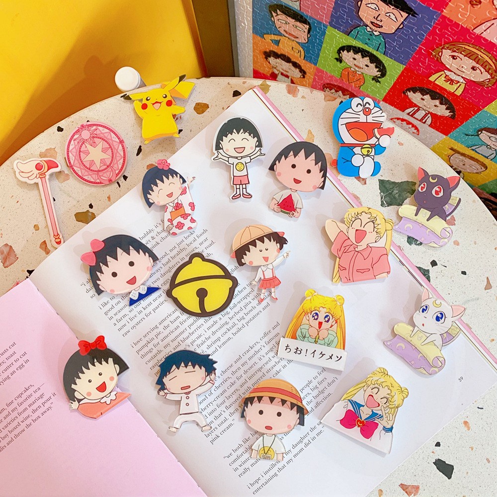 Huy Hiệu Ghim Cài Áo, Túi, Balo Nhựa Acrylic Nhiều Mẫu Hoạt Hình Nhật Bản Dễ Thương