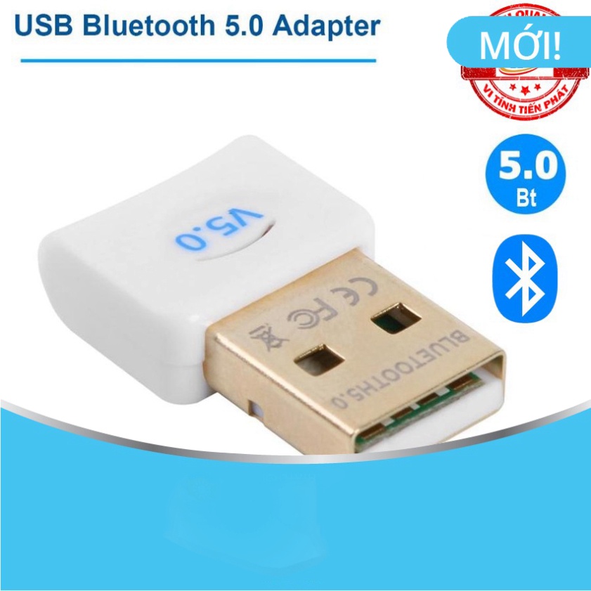 USB Bluetooth 5.0 Dongle dùng cho PC và Laptop phát ra bluetooth kết nối với loa bluetooth và truyền data