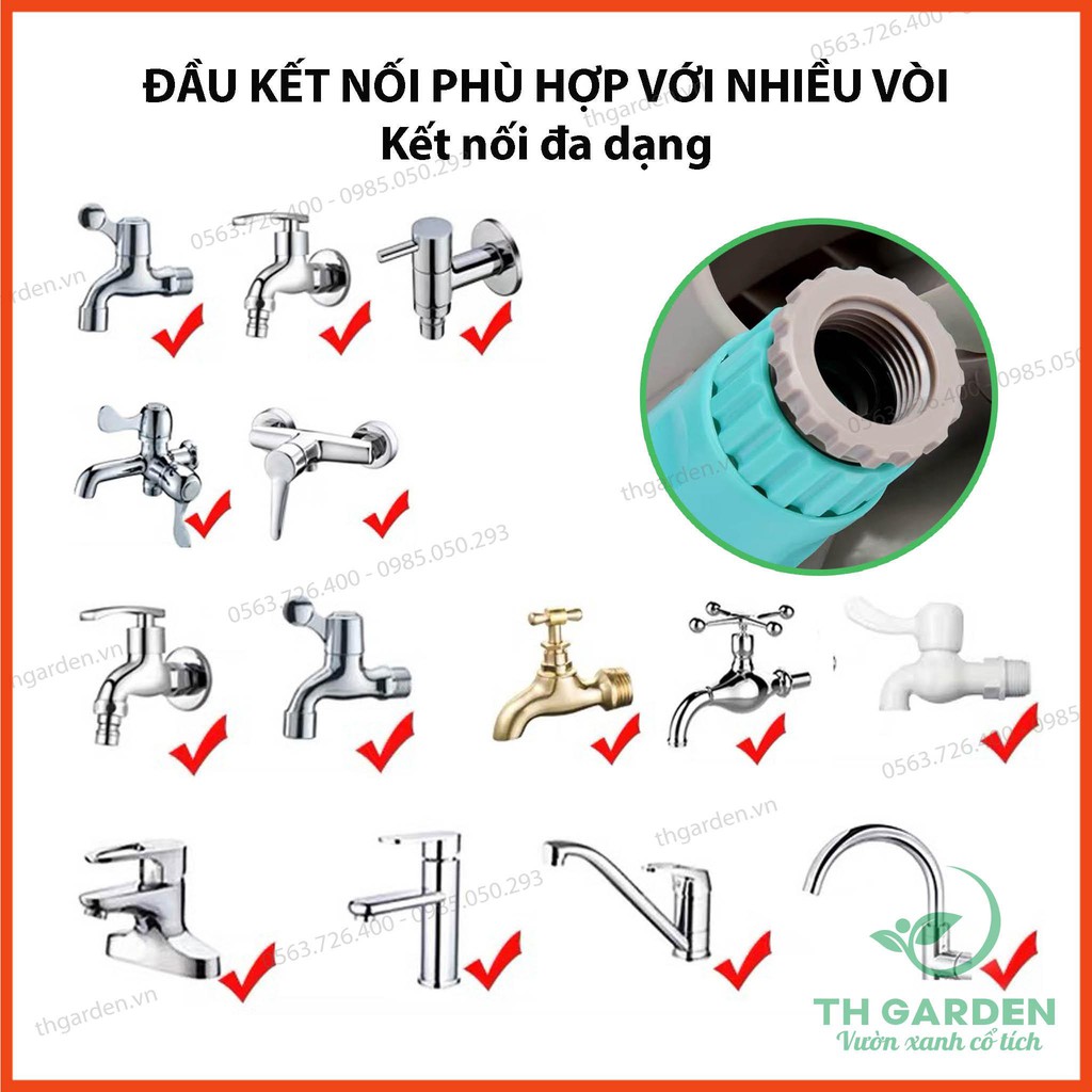 Bộ Vòi Tưới Cây, Vòi Rửa Xe Tăng Áp Đa Năng - 6 Chế Độ Chất Lượng Cao 15m - Lô Cuộn Kiên Cố, Gọn Nhẹ - Ống Nước Siêu Bền