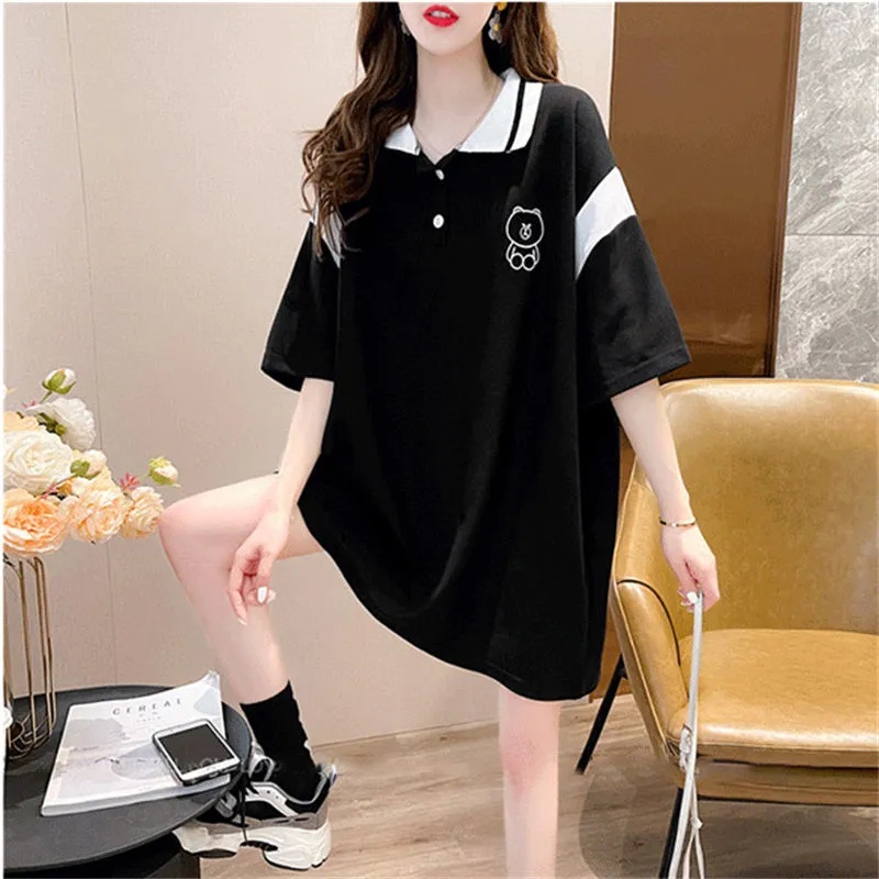 Áo polo Dáng Rộng Tay Ngắn C9328 Thời Trang Mùa Hè Cho Nữ 50-150KG
