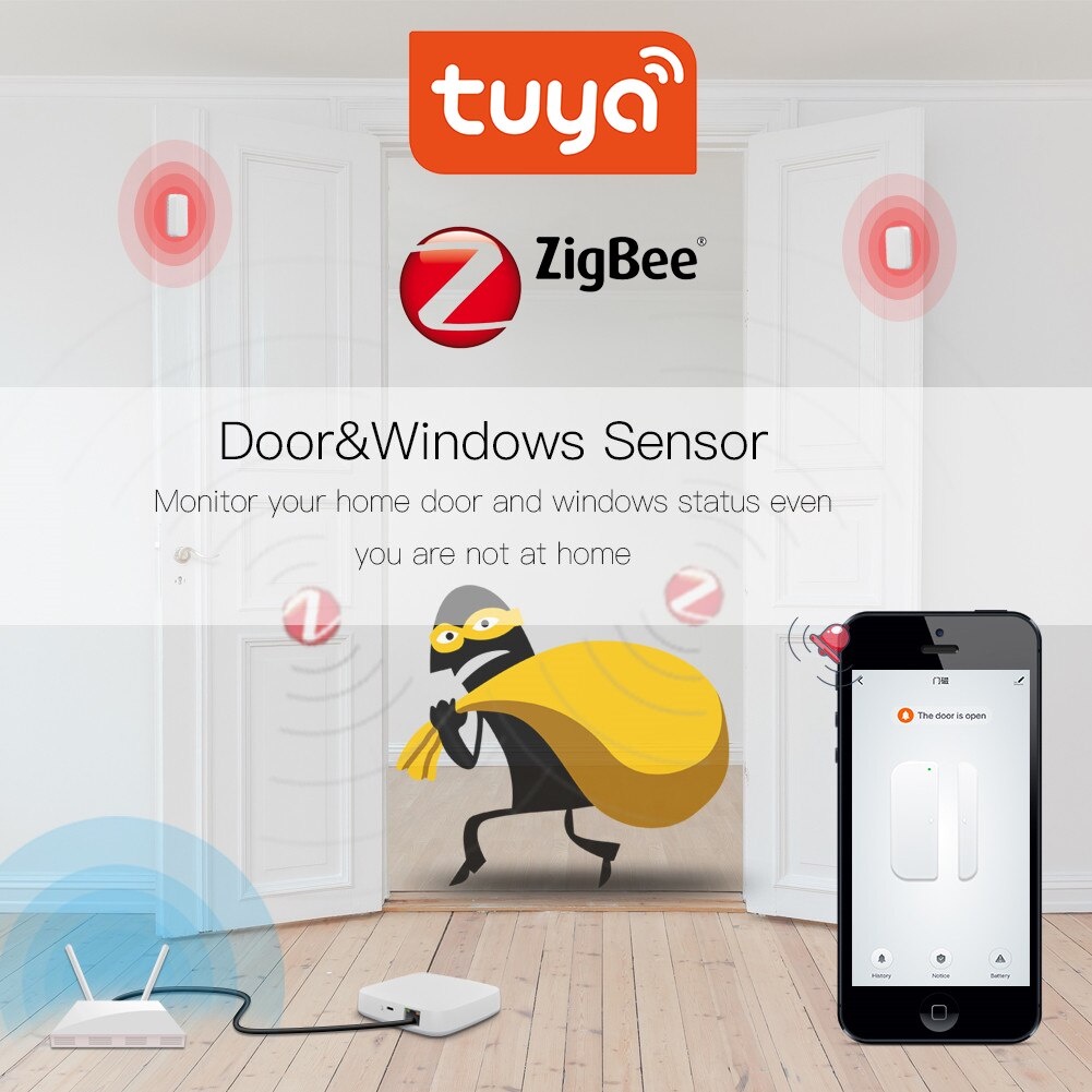 Cảm biến cửa tuya zigbee AKIA door sensor, phát hiện trạng thái đóng hay mở, tạo tự động hoá điều khiển