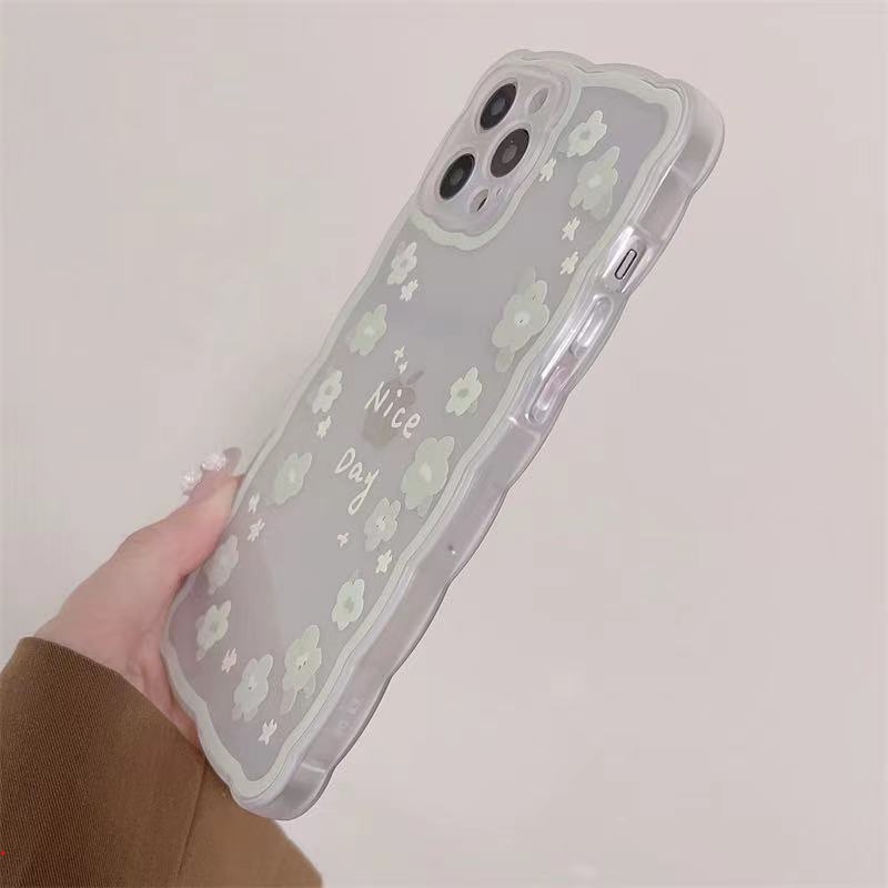 Ốp Điện Thoại Dẻo Trong Suốt Họa Tiết Hoạt Hình Bông Hoa Màu Xanh Lá Cho iphone 13 11 12 Pro X XR XS Max 13 MINI 6 7 8 Plus