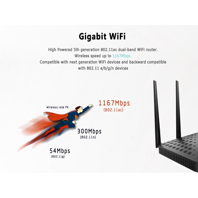 Bộ phát wifi router wifi Tenda FH1203 2 băng tần 4 anten, wifi chuẩn AC1200 công suất cao có chức năng câu sóng wifi | BigBuy360 - bigbuy360.vn