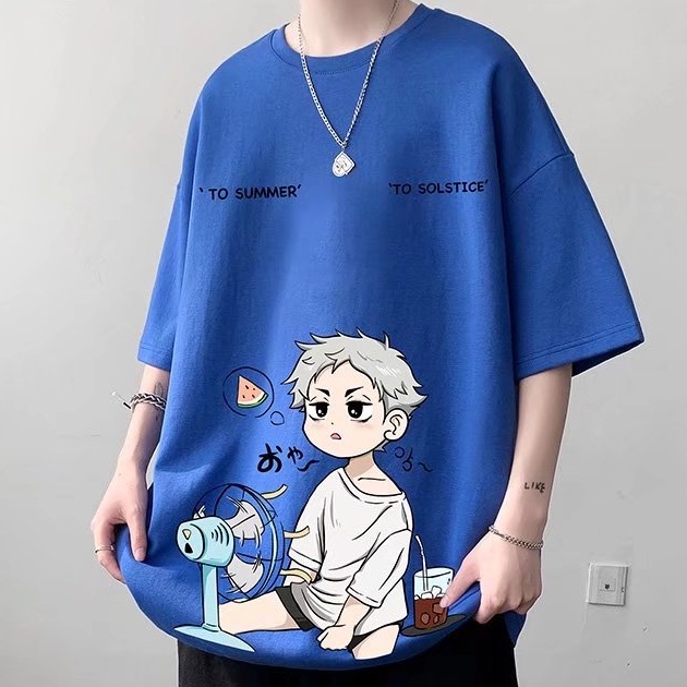 Áo Thun Tay Ngắn Dáng Rộng In Hình Anime Thời Trang Mùa Hè Cho Nam
