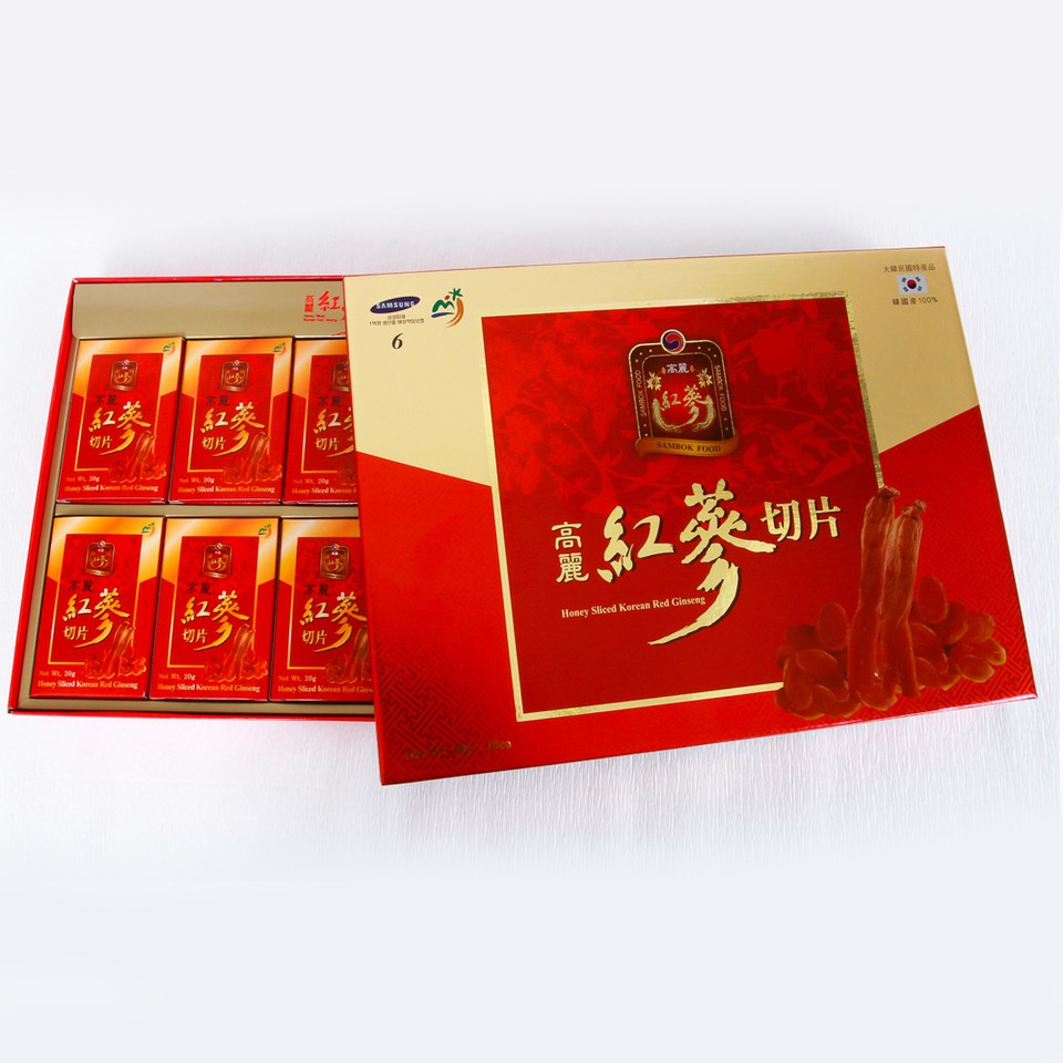 Hồng Sâm thái lát tẩm Mật Ong SAMBOK Hàn Quốc hộp 200g (Honey Sliced Korean Red Ginseng)