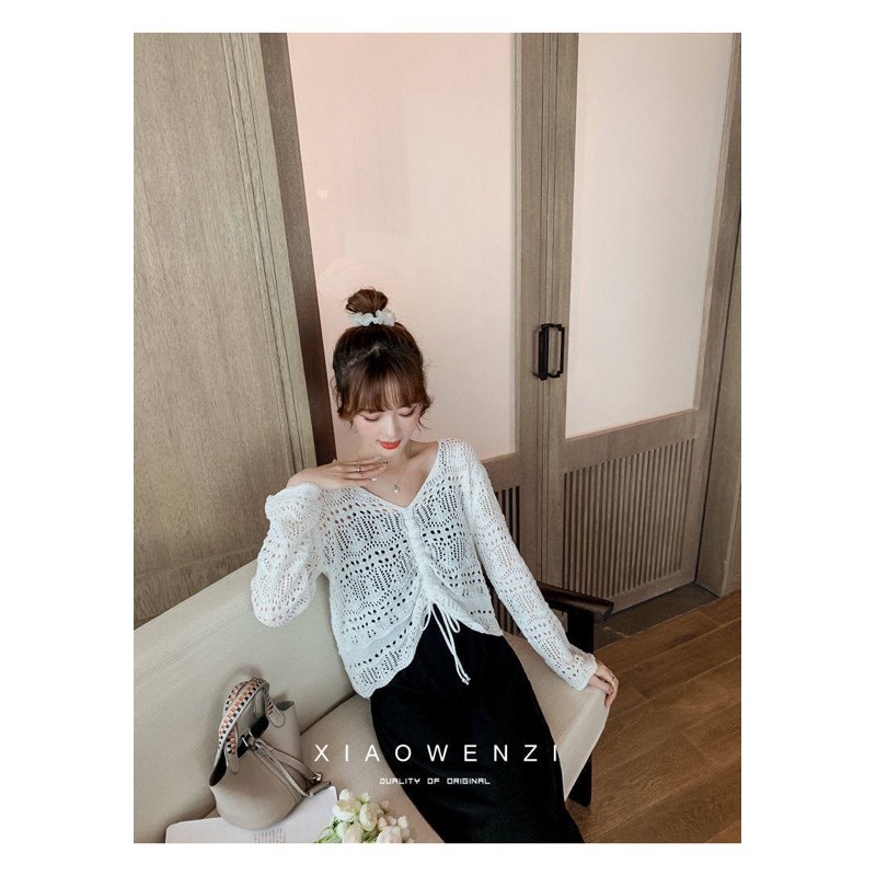 MS062 Áo len đan rút ngực siêu xinh