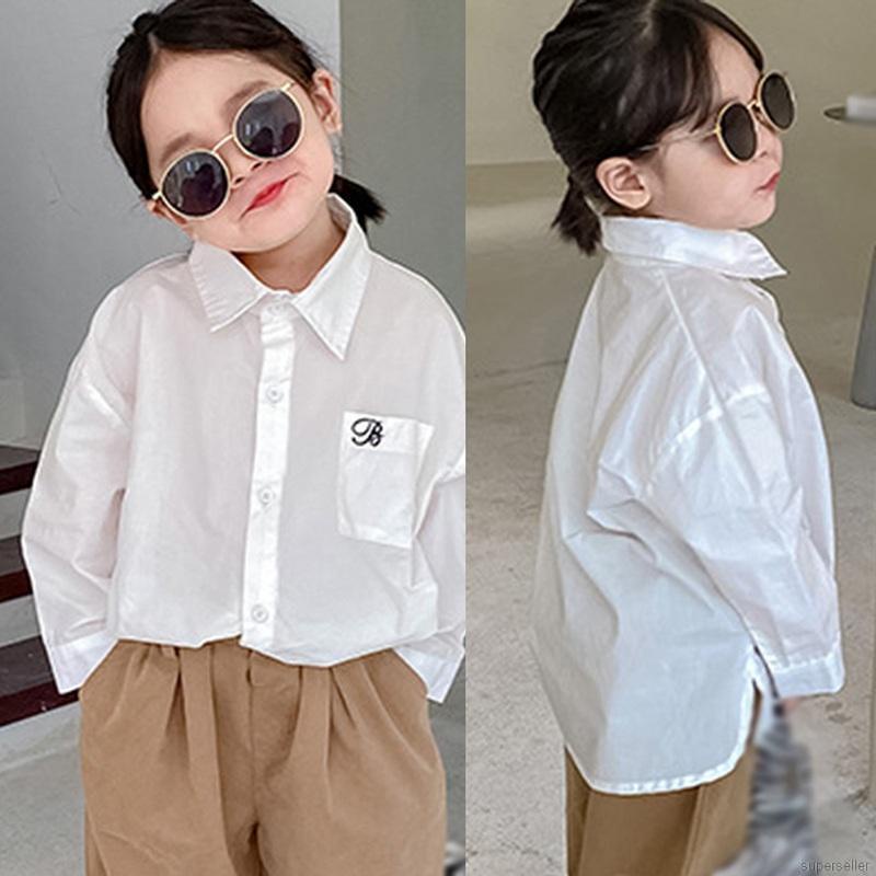 Áo Sơ Mi Màu Trắng Phong Cách Hàn Quốc Cho Bé Gái