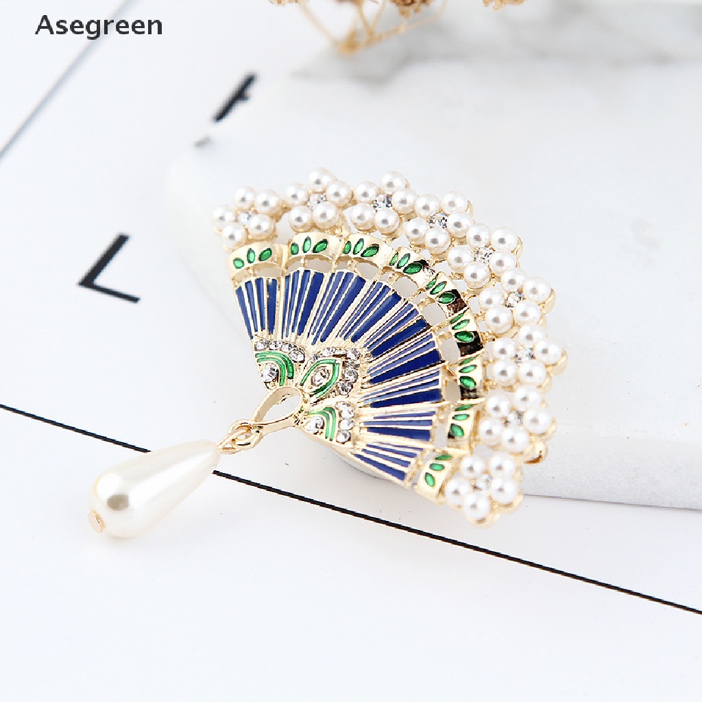 [Asegreen] Trâm Cài Áo Tráng Men Đính Ngọc Trai Nhân Tạo Quyến Rũ Cho Nữ