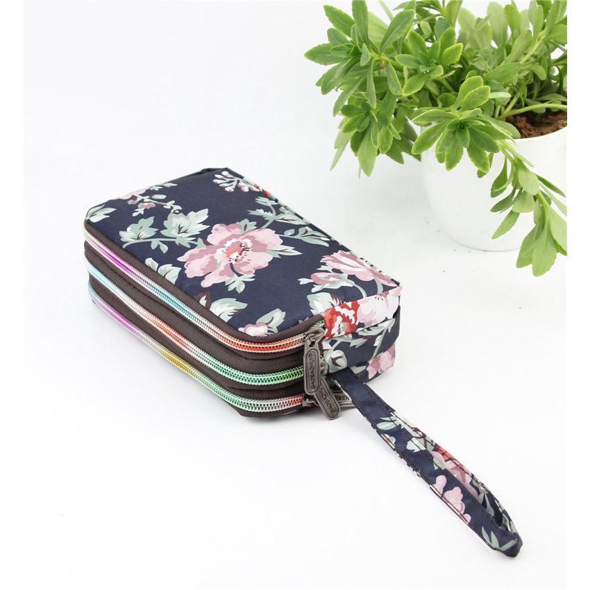 Ví Dài Bằng Vải Canvas Ba Lớp Sức Chứa Lớn Dành Cho Nữ