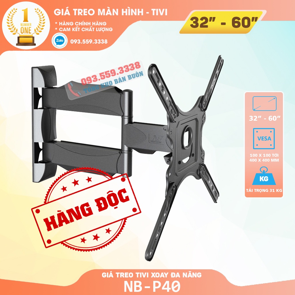 Giá treo tivi NB P40 32 - 43 - 50 - 55 - 60 inch - Khung treo Tivi Xoay góc đa năng - NorthBayou [ Rẻ Hơn NB P6 ]