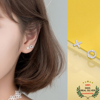 Bông Tai Bạc S925 XO Bất Đối Xứng Trẻ Trung Cá Tính | Khuyên Tai Nữ Trang Sức Bạc Thời Trang