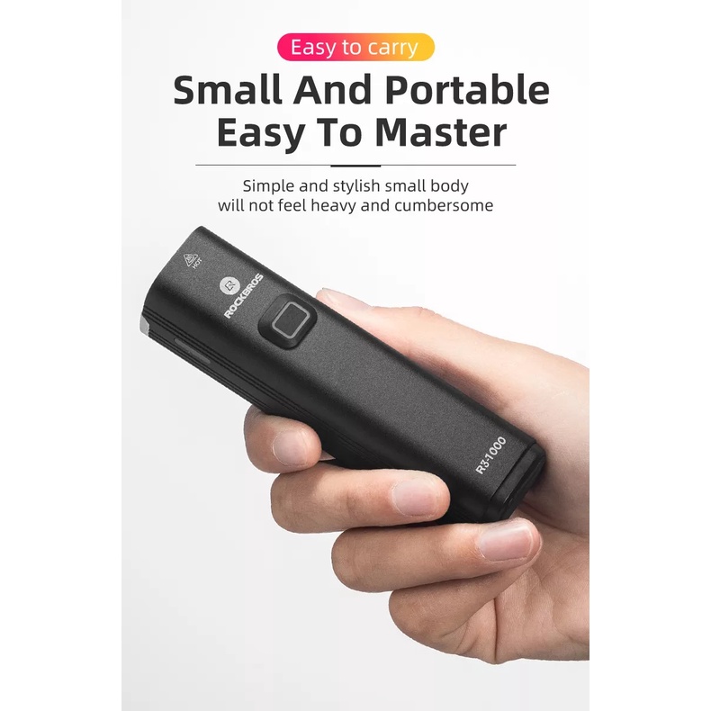 Đèn xe đạp Rockbros R3-1000, độ sáng 1000lm, pin 4800mah kiêm sạc dự phòng
