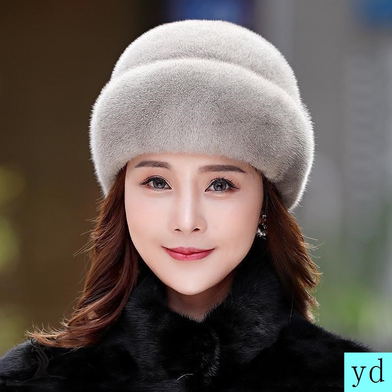 Mũ lông chồn phủ lông chồn nhân tạo thanh lịch giữ ấm mùa đông cho nữ trung niên