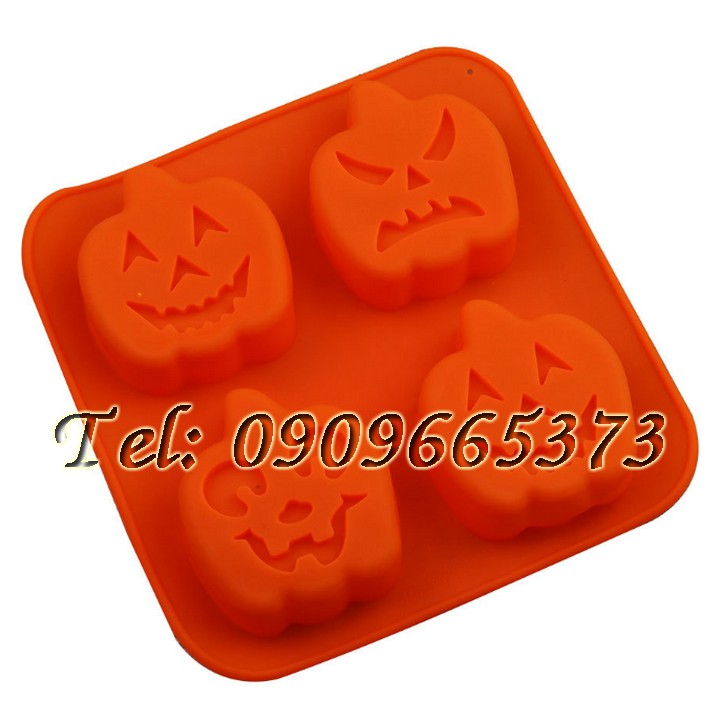 Khuôn 4 hình Halloween bí ngô - Khuôn làm bánh, rau câu, socola – Mã số 345